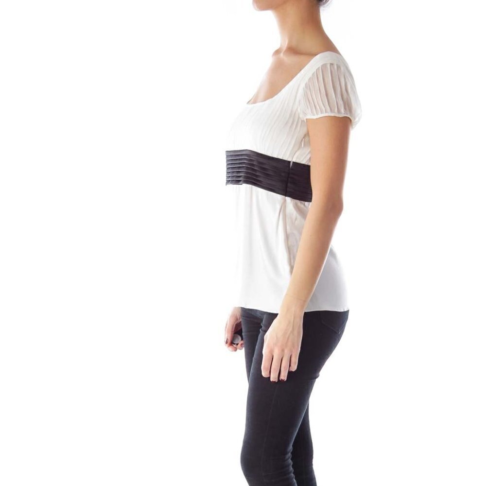 Bally Cream & Black Sash Silk Blouse - Picture 3 of 3